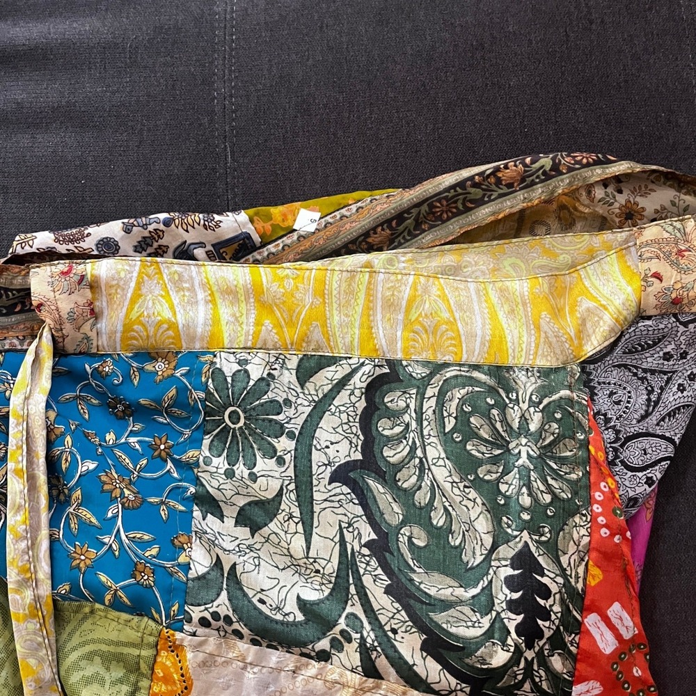 Patchwork Silk patchwork Wrap Skirt GreaterGood Boho Maxi Colorful One Size L‎ - Picture 10 of 15